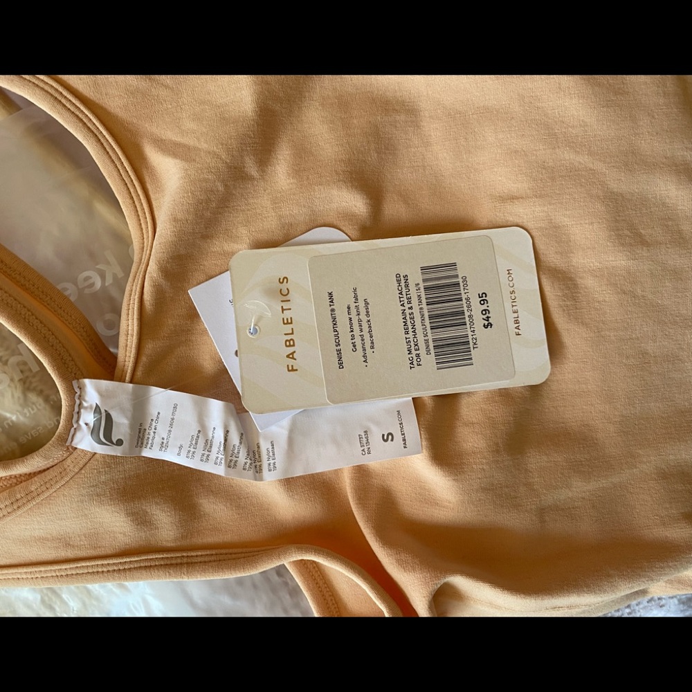 Fabletics Denise sculptknit tank top, warm sand color, size small